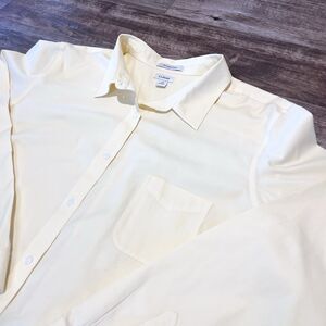 LL Bean Womens Shirt 3X Yellow Wrinkle Free Pinpoint Oxford Relaxed Button Up
